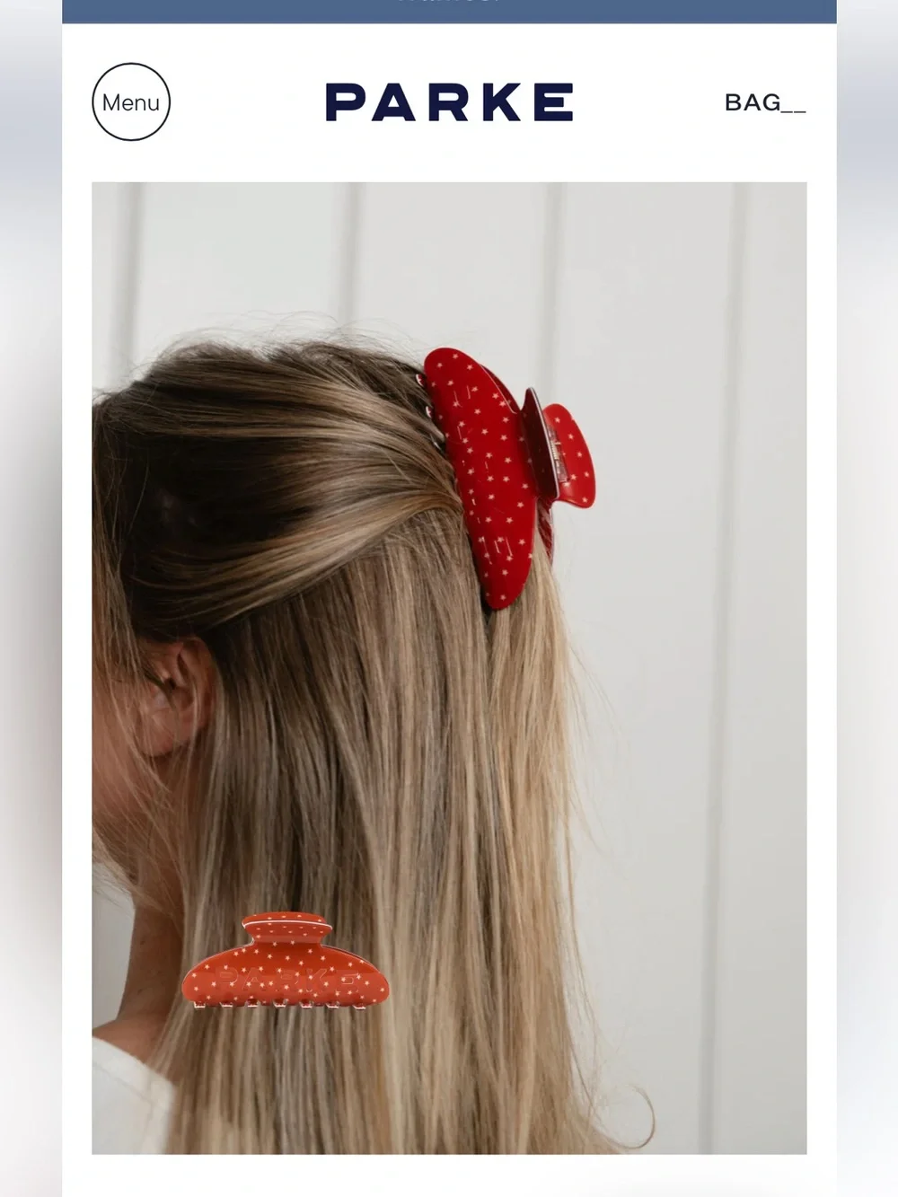 PARKE NWT Authentic Sparkler Red With White Stars Hair Claw Clip Coastal’26 - Picture 2 of 6